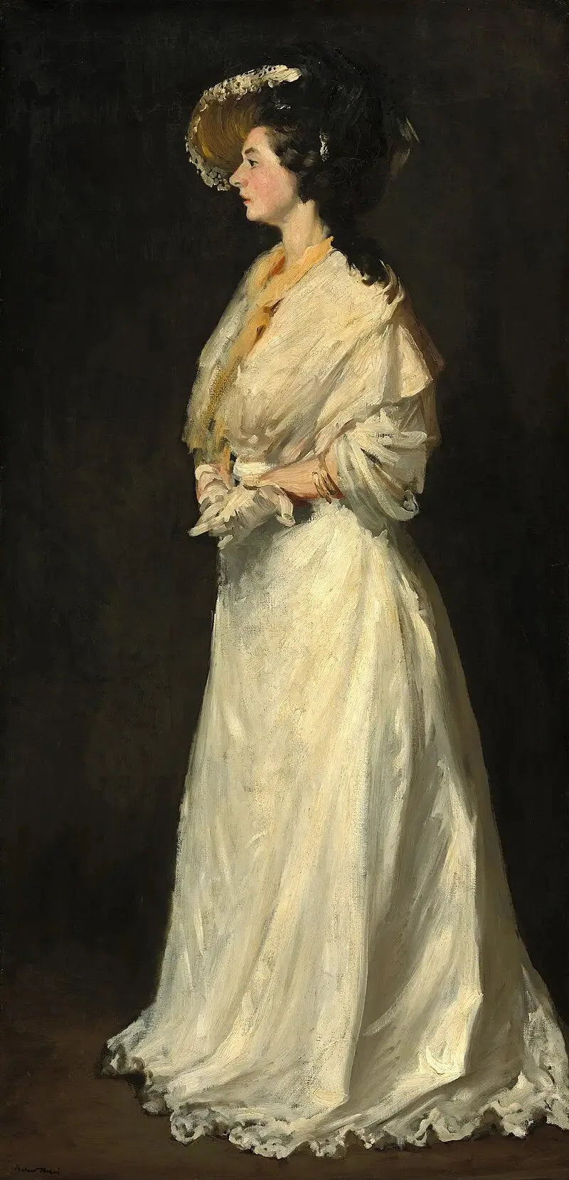 Jeune femme en blanc - Robert Henri image 1 tableau peint à l’huile sur toile
