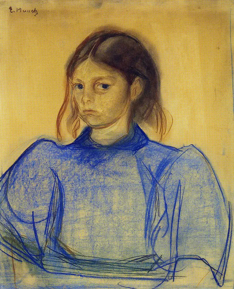 Jeune Femme en bleu - Edvard Munch image 1 copie peinte à la main à l’huile