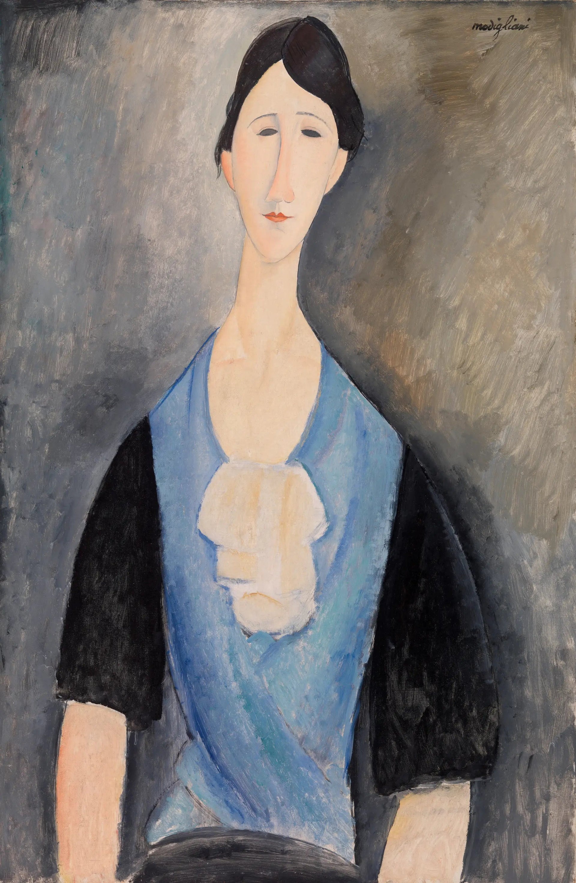 Jeune femme en bleu (Giovane donna in azzurro) - Amedeo Modigliani image 1 reproduction réalisée par Alpha Reproduction