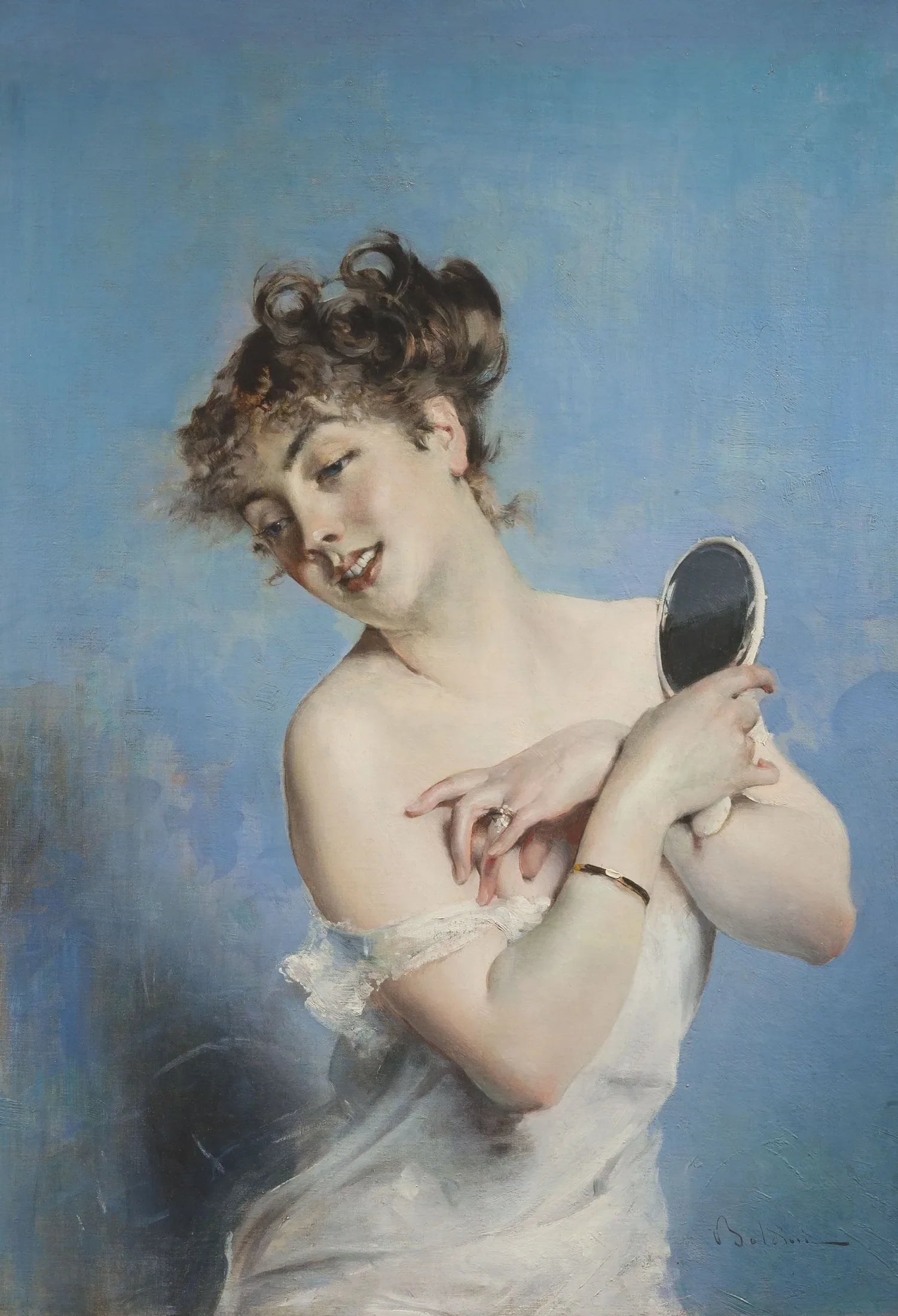 Jeune femme en déshabillé (soins personnels) - Giovanni Boldini image 1 reproduction réalisée par Alpha Reproduction
