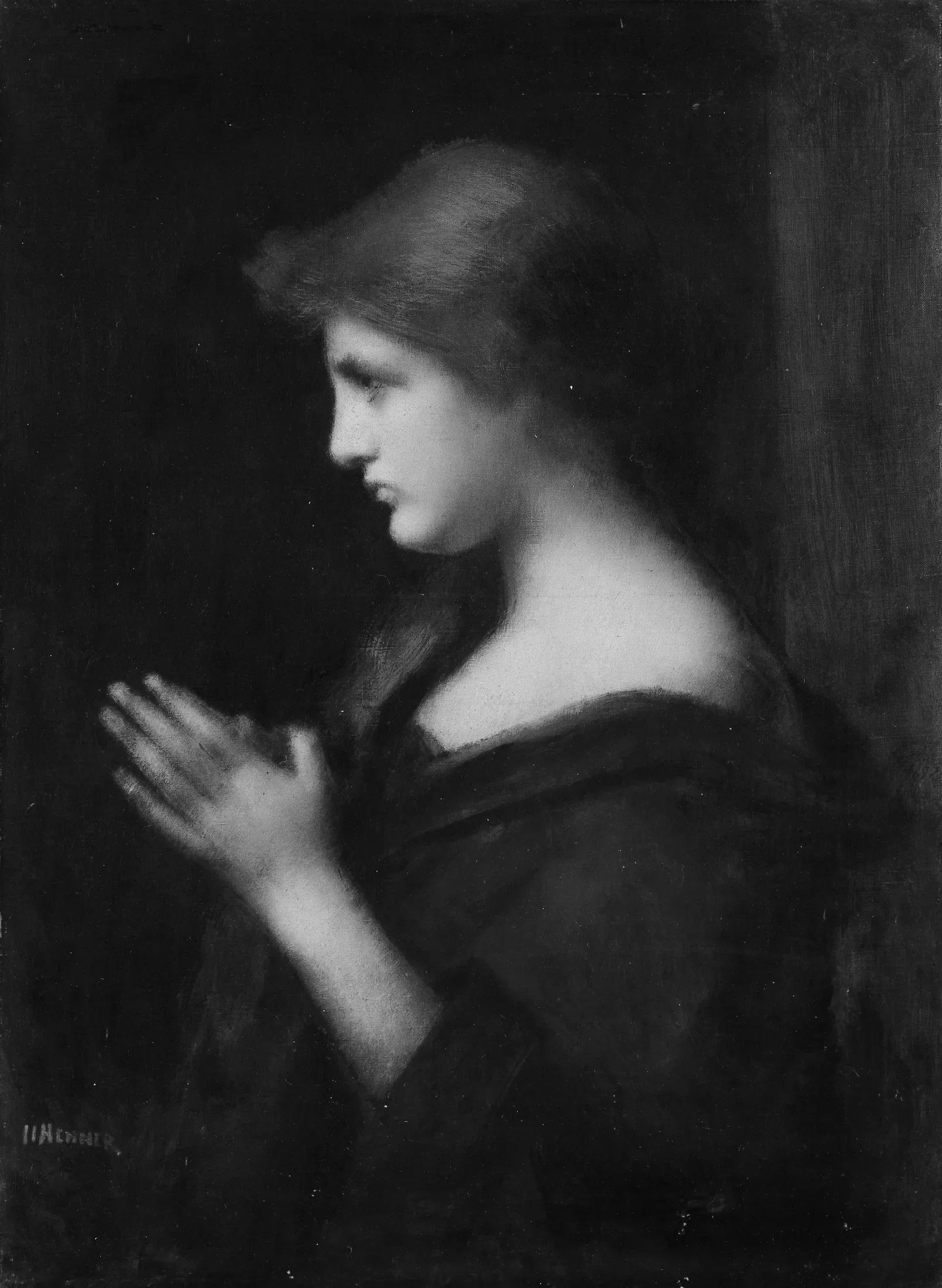 Jeune femme en prière - Jean-Jacques Henner image 1 tableau peint à l’huile sur toile