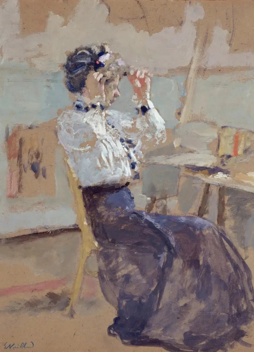 Jeune femme impose un chapeau - Édouard Vuillard image 1 copie peinte à la main à l’huile