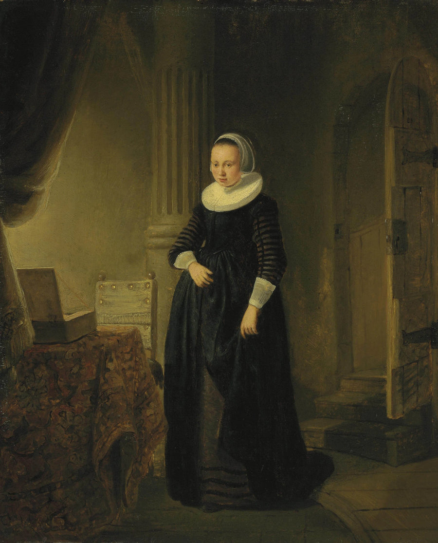 Une jeune femme dans un intérieur – cercle de Rembrandt, années 1640