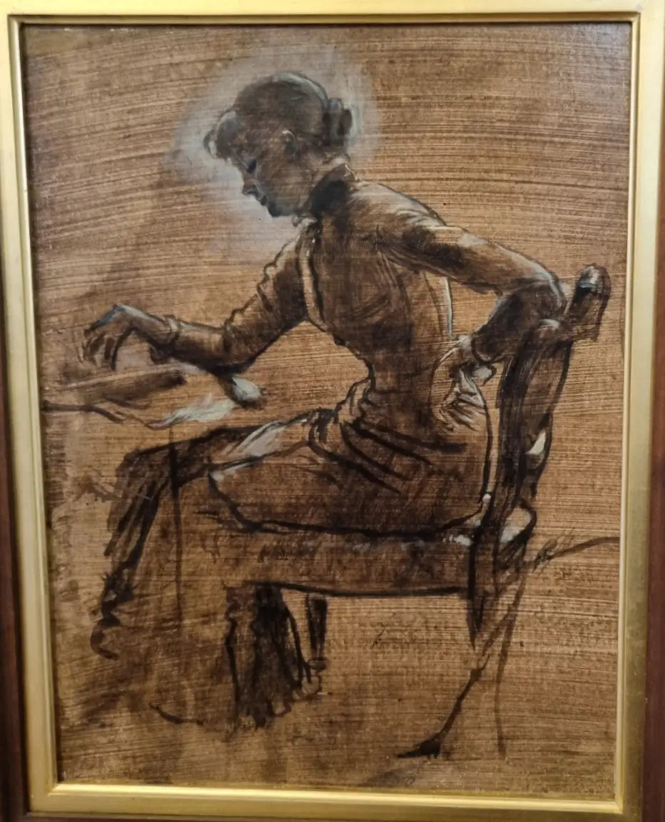 Jeune femme jouant aux échecs - James Tissot image 1 copie peinte à la main à l’huile