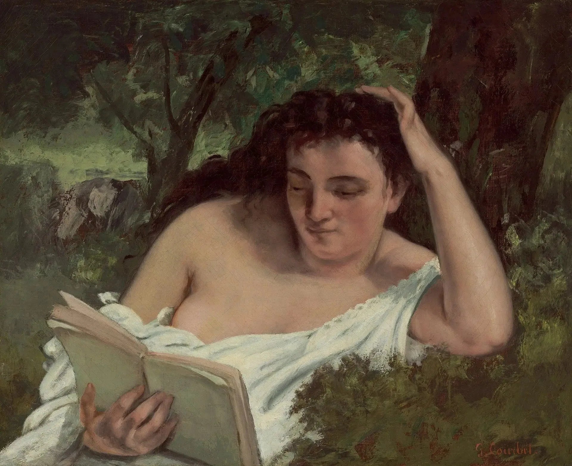 Jeune femme lisant - Gustave Courbet image 1 reproduction réalisée par Alpha Reproduction