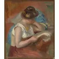 Jeune femme lisant - Pierre-Auguste Renoir image 1 reproduction artisanale de tableau