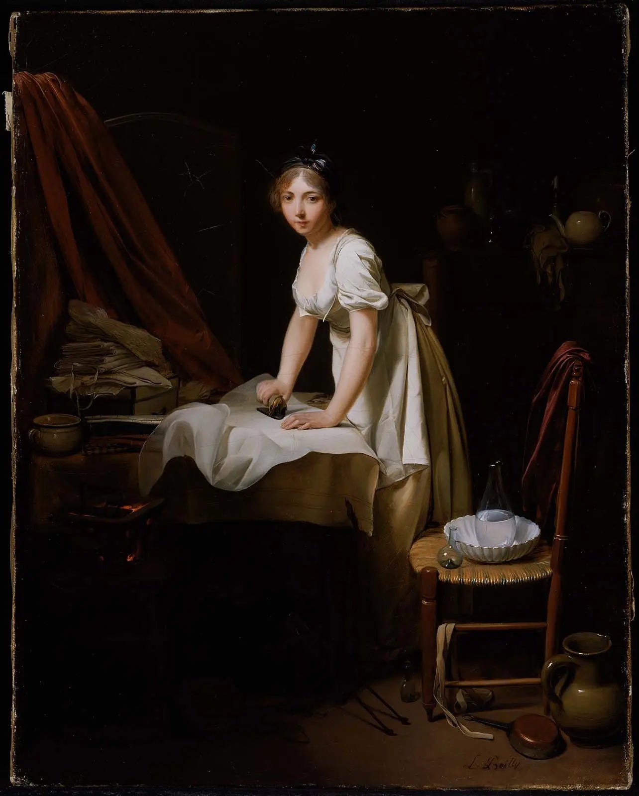 Jeune femme repassant - Louis-Léopold Boilly image 1 tableau peint à l’huile sur toile
