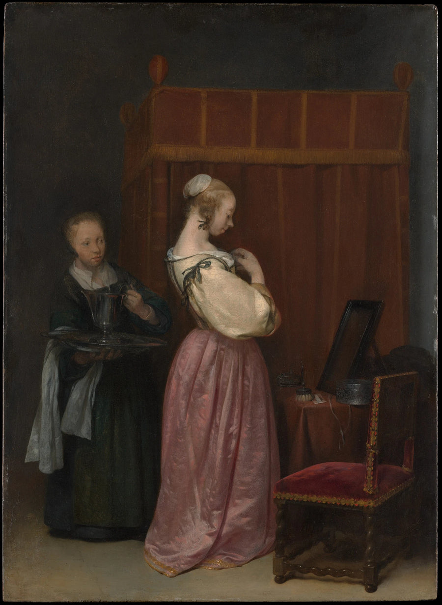 Une jeune femme à sa toilette avec une servante - Gerard ter Borch the Younger