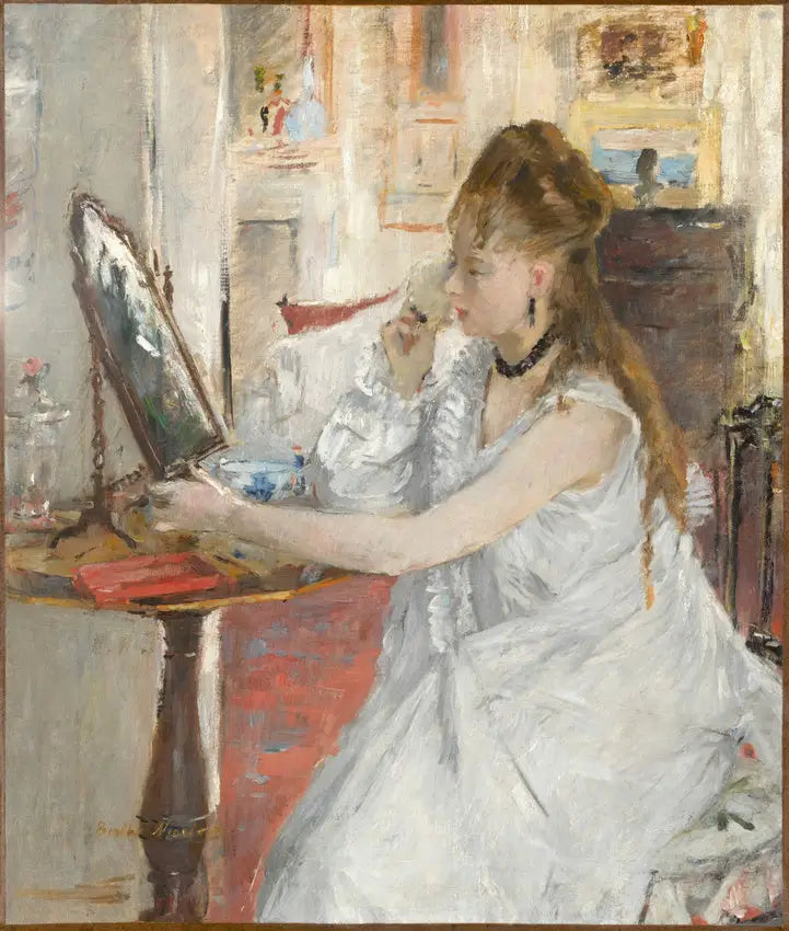 Jeune Femme se poudrant - Berthe Morisot image 1 reproduction de peinture à l’huile