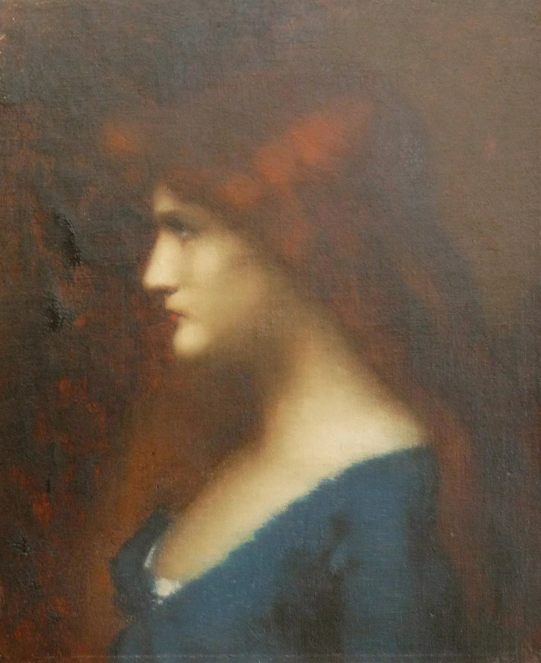 Jeune fille à la robe bleue - Jean-Jacques Henner image 1 copie peinte à la main à l’huile