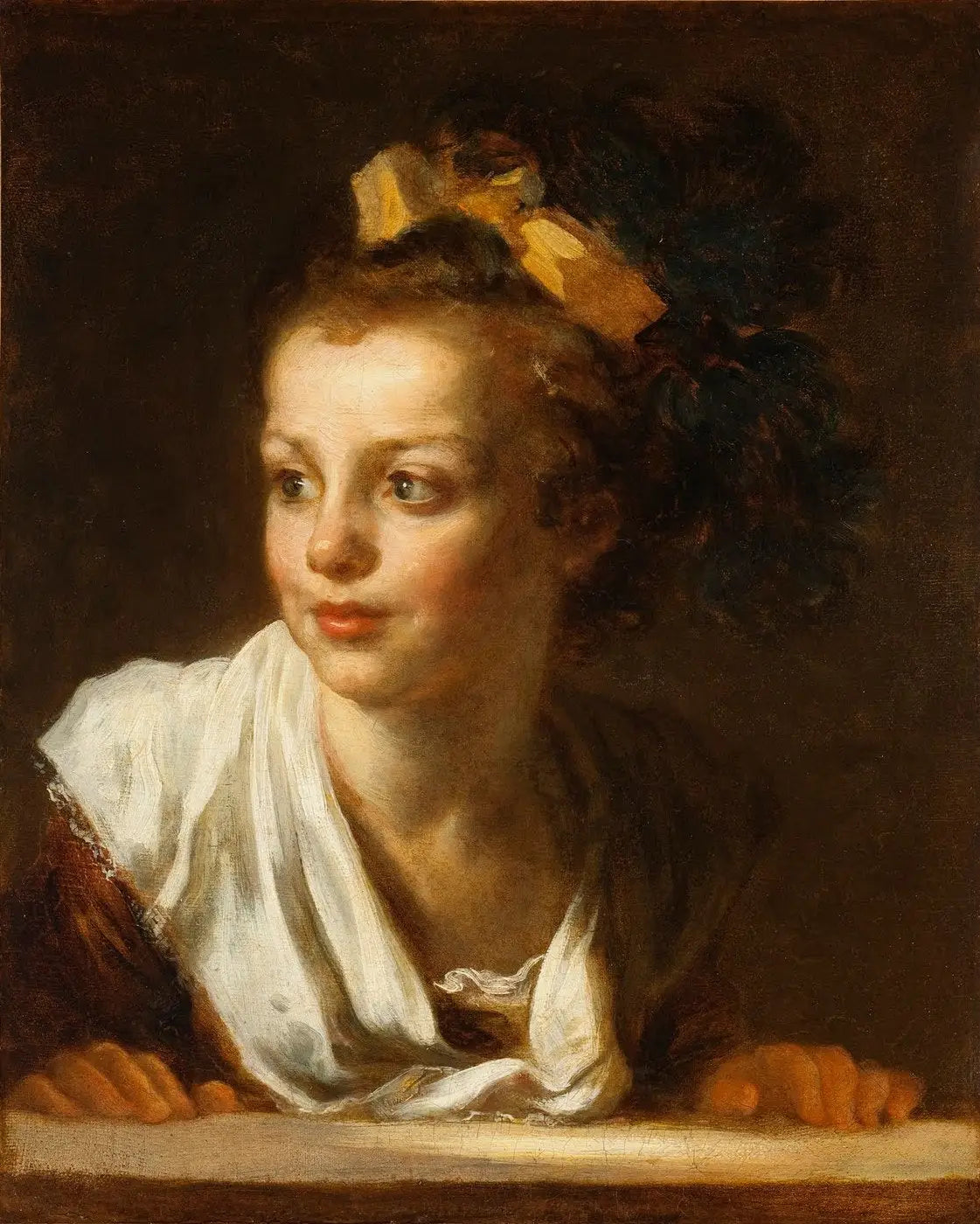 Jeune fille appuyée sur le rebord d'une fenêtre - Jean-Honoré Fragonard image 1 reproduction réalisée par Alpha Reproduction