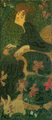 Jeune fille assise avec un lapin - Pierre Bonnard