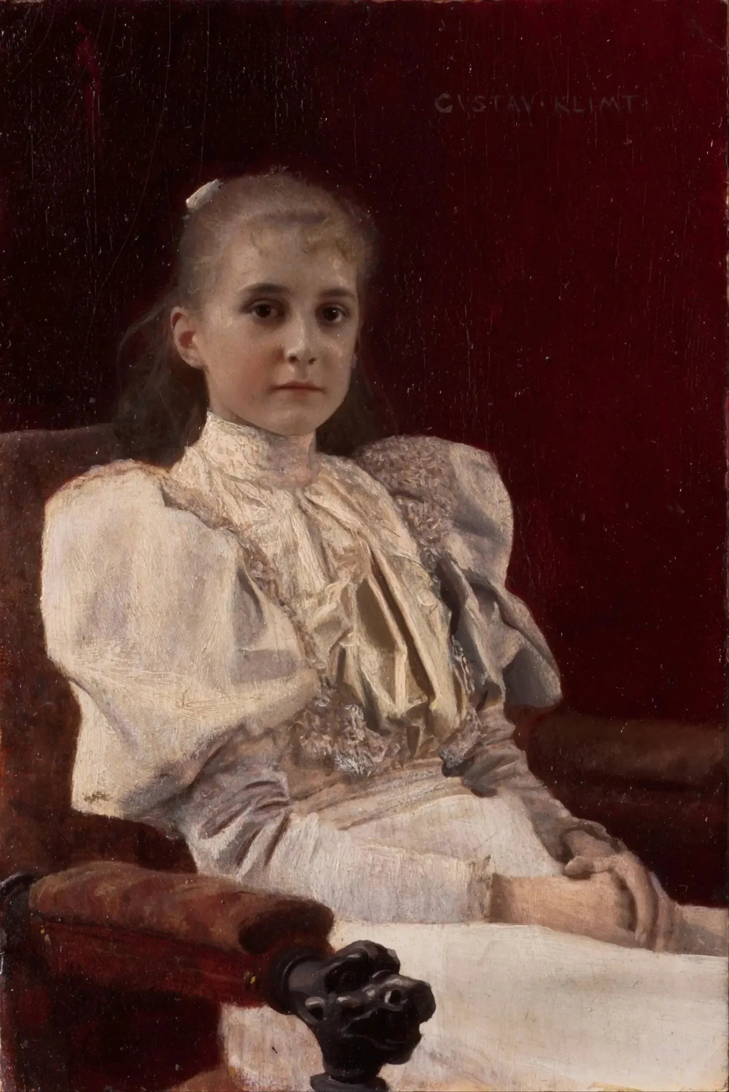 Jeune fille assise - Gustav Klimt image 1 reproduction artisanale de tableau