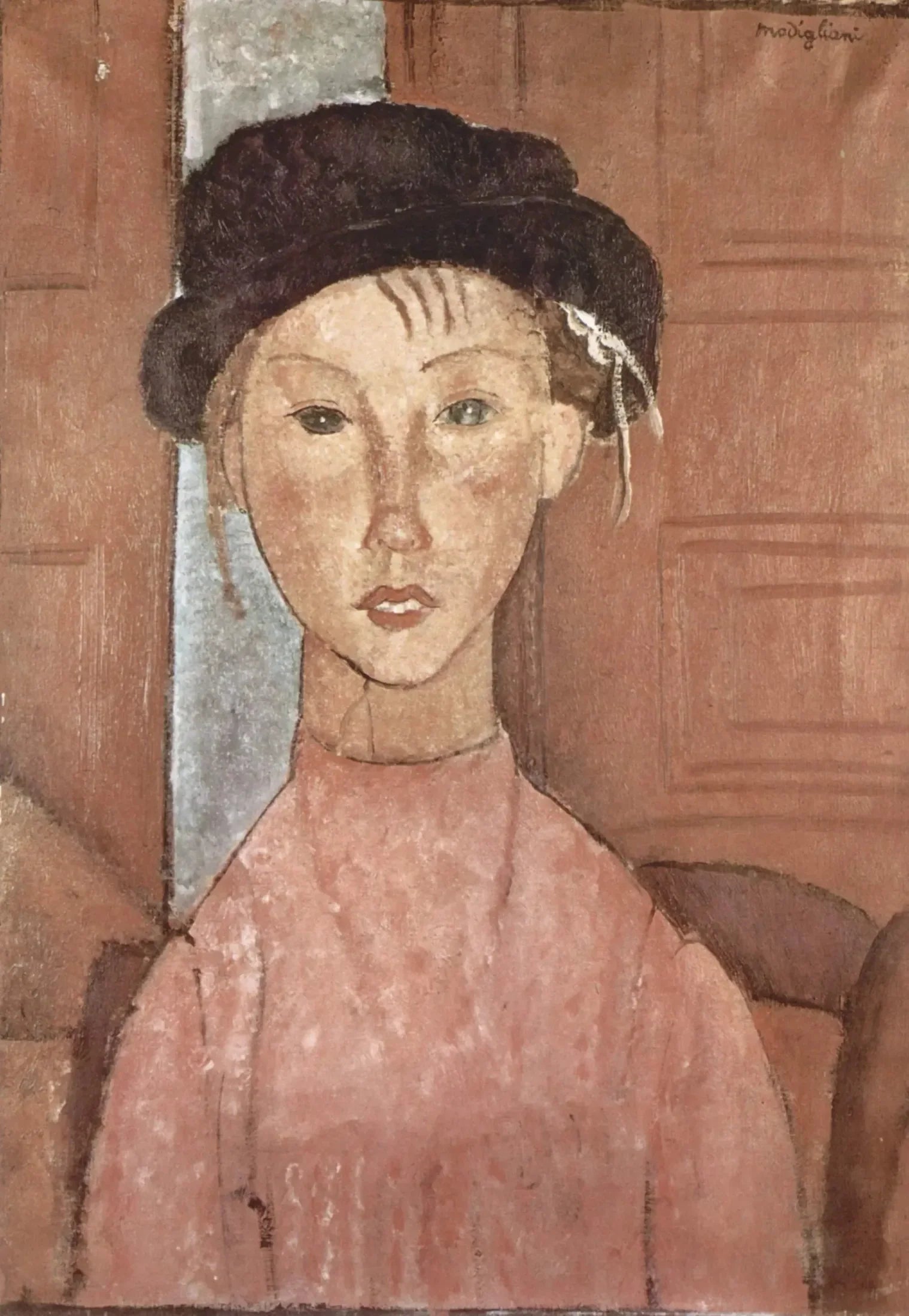 Jeune fille au chapeau - Amedeo Modigliani image 1 reproduction de peinture à l’huile