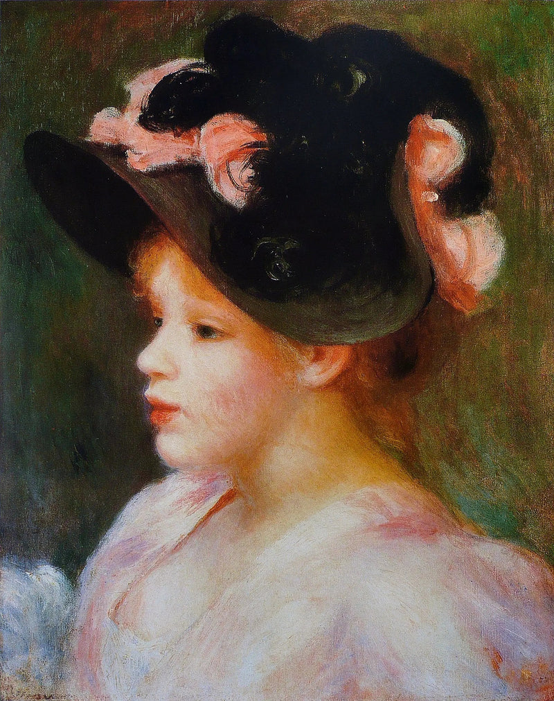 Jeune fille au chapeau rose et noir - Pierre-Auguste Renoir
