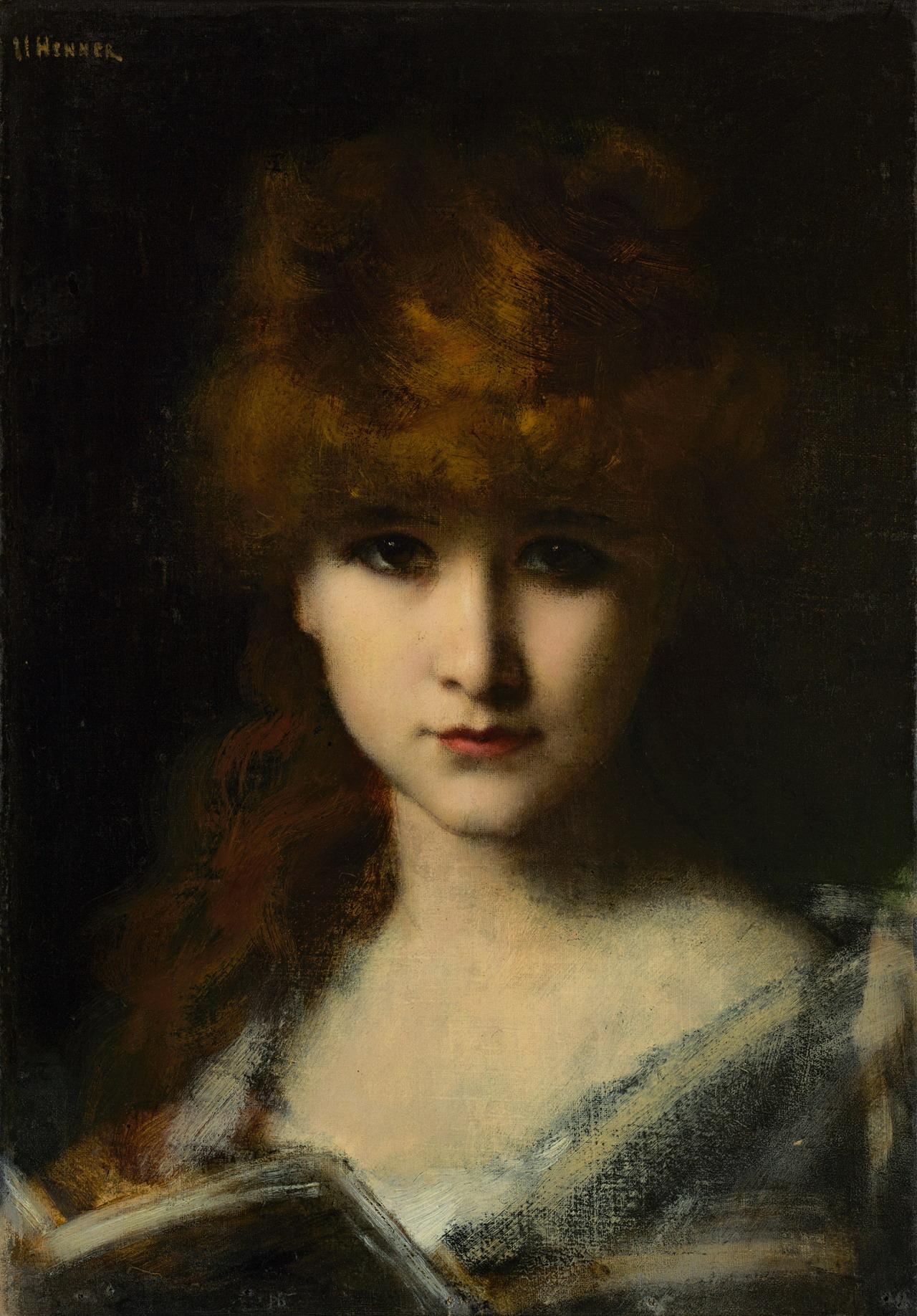 Jeune fille au livre - Jean-Jacques Henner image 1 reproduction de peinture à l’huile