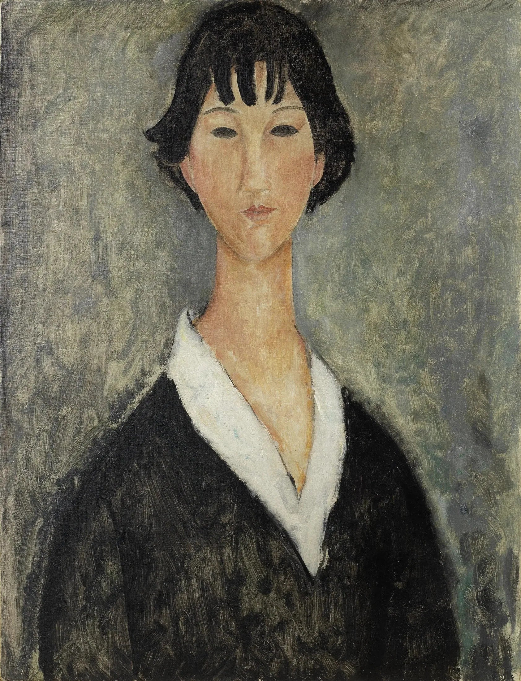 Jeune fille aux cheveux noirs - Amedeo Modigliani image 1 copie peinte à la main à l’huile