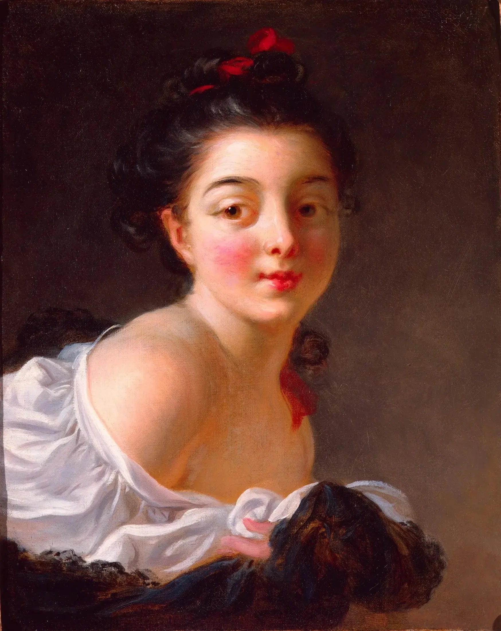 Jeune fille brune - Jean-Honoré Fragonard image 1 copie de tableau peinte à la main