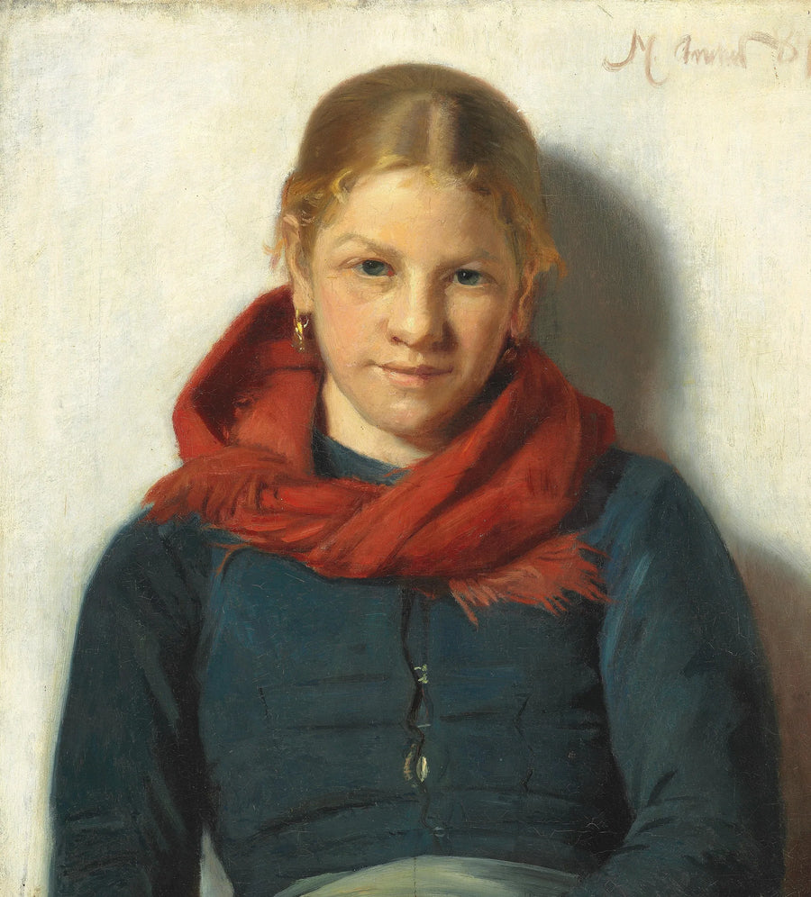 Jeune fille de Skagen vêtue d'un châle rouge. - Michael Peter Ancher