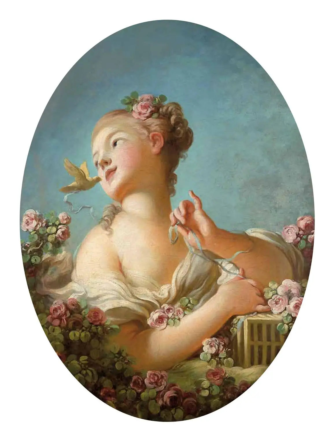 Jeune Fille délivrant un oiseau de sa cage - Jean-Honoré Fragonard image 1 copie de tableau peinte à la main