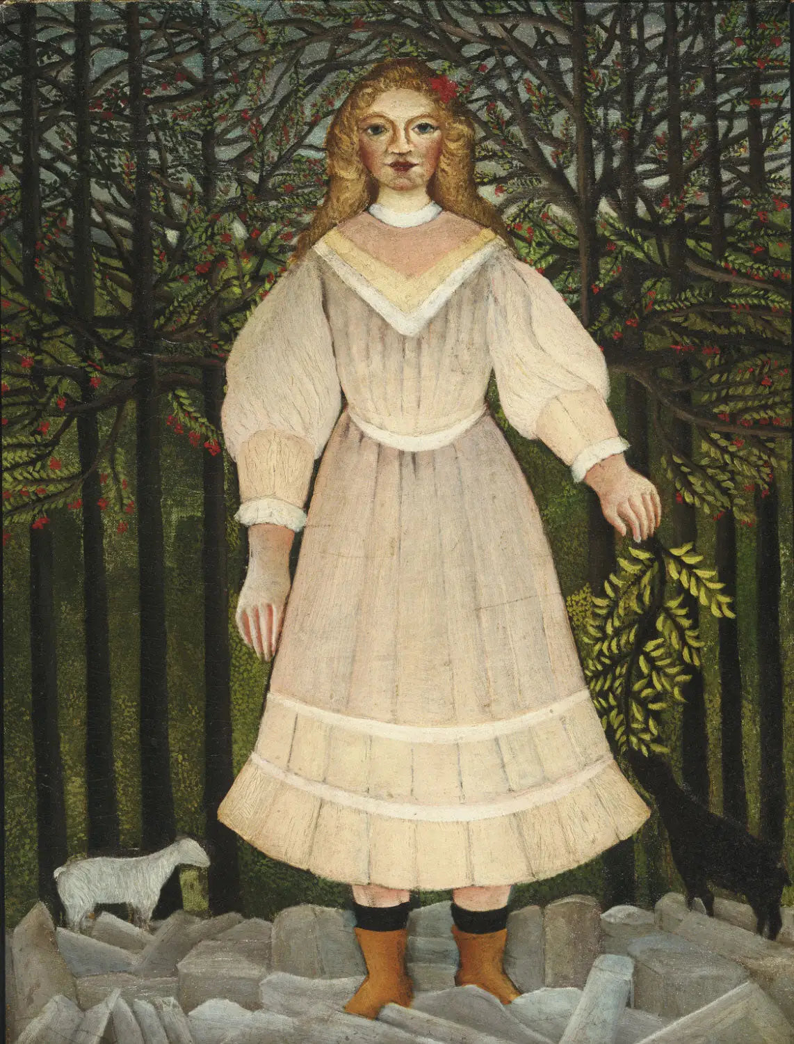 Jeune Fille en rose - Henri Rousseau image 1 copie de tableau peinte à la main
