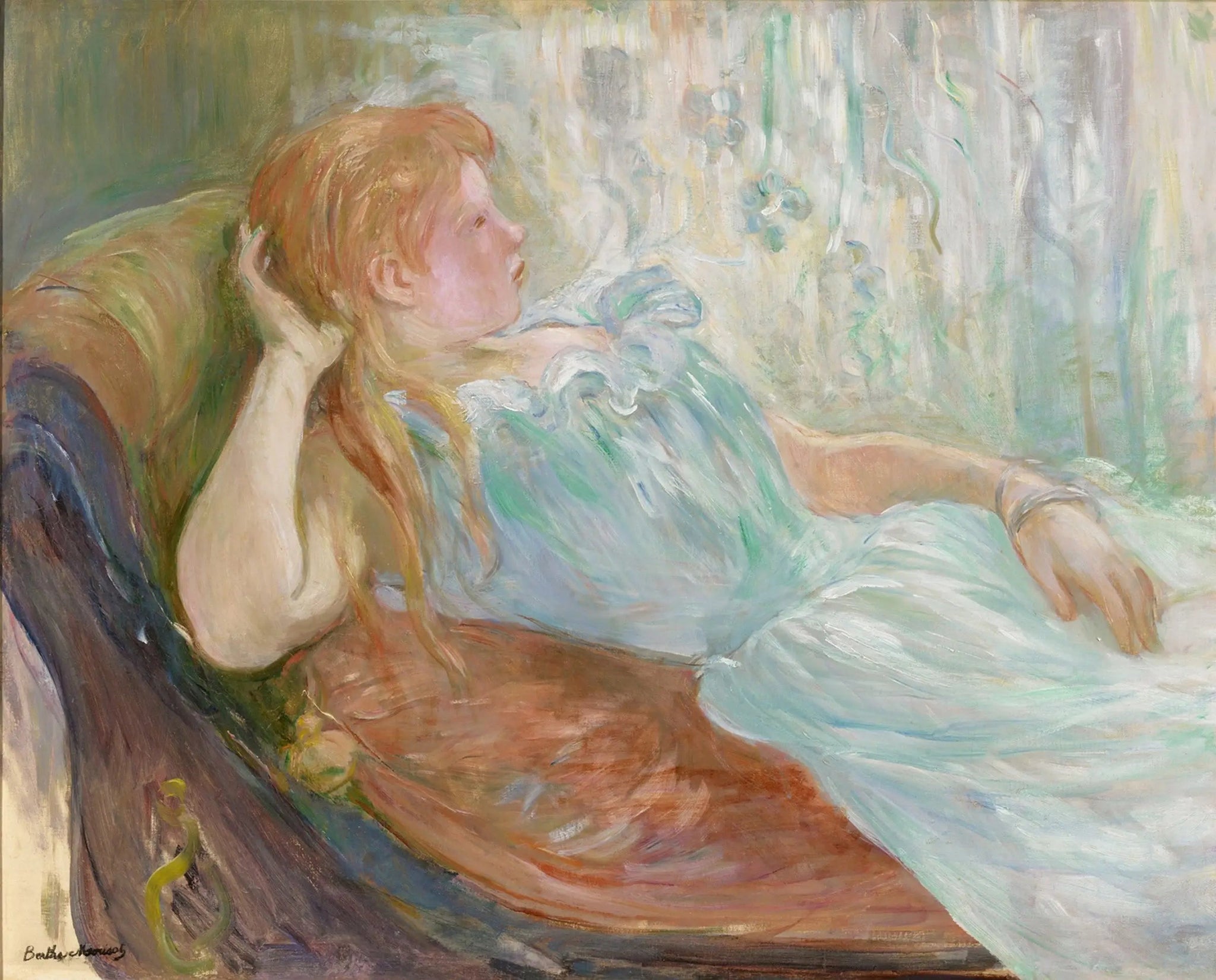 Jeune fille étendue - Berthe Morisot image 1 copie de tableau peinte à la main