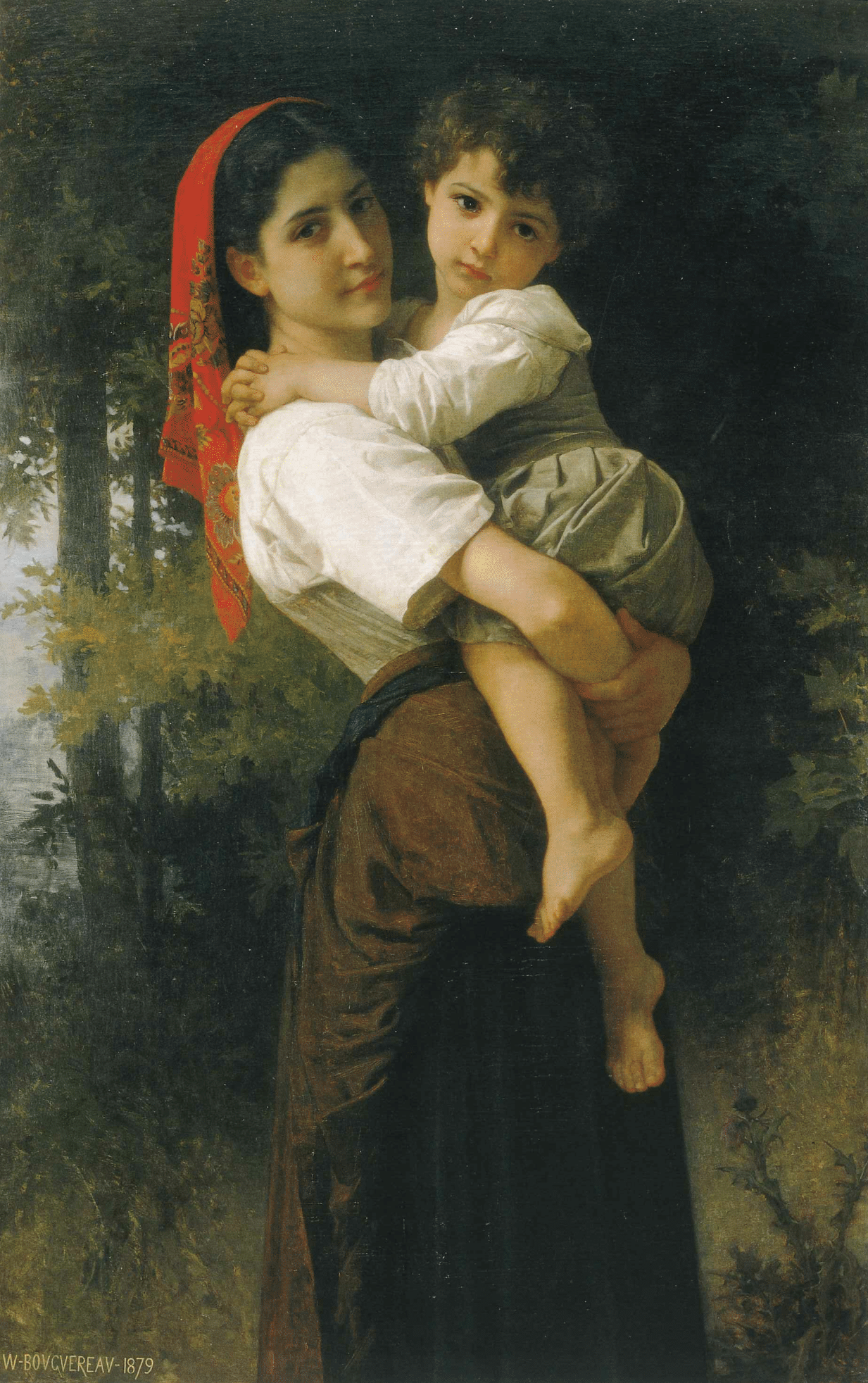 Jeune fille portant un enfant de William-Adolphe Bouguereau