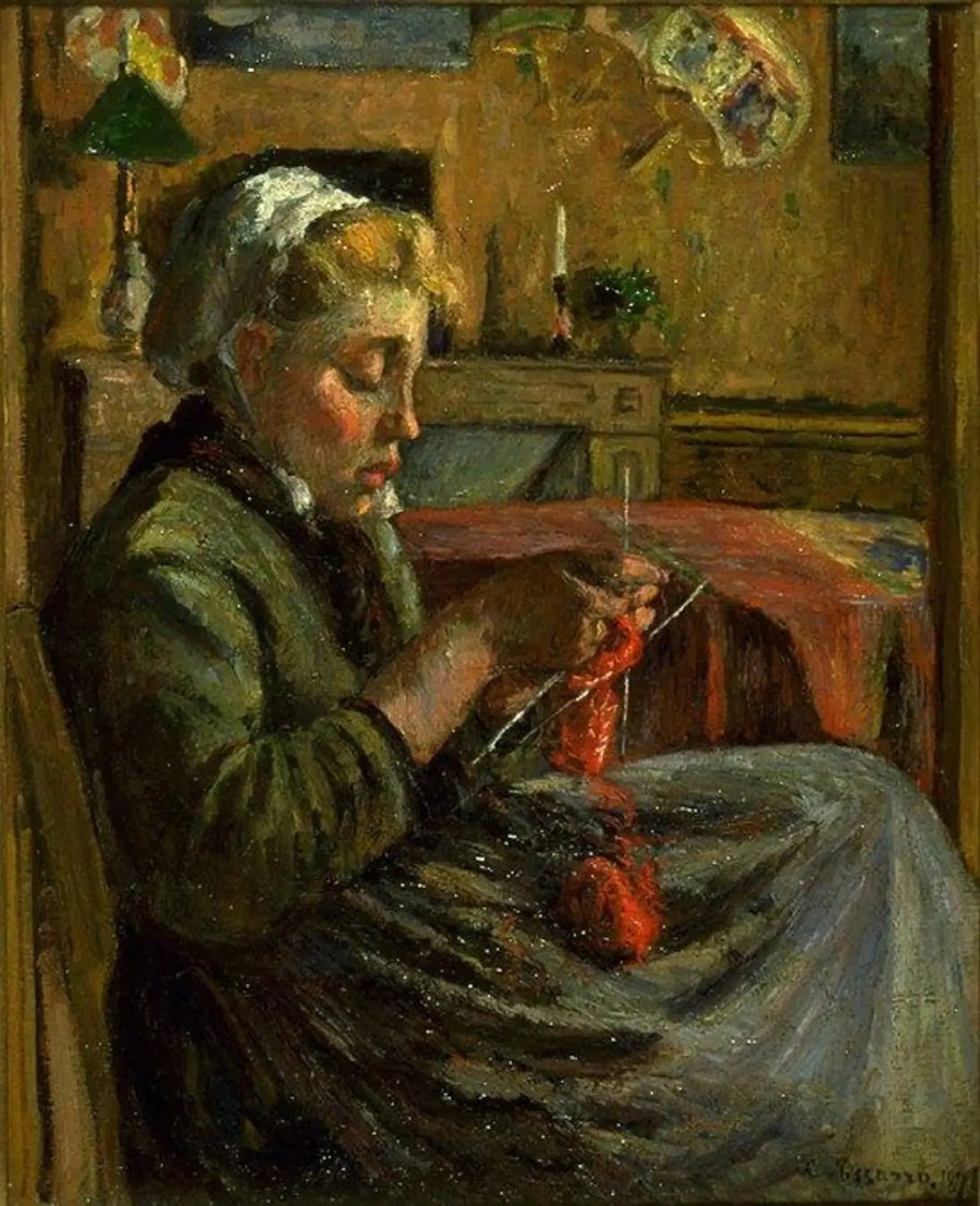 Jeune fille tricotant - Camille Pissarro