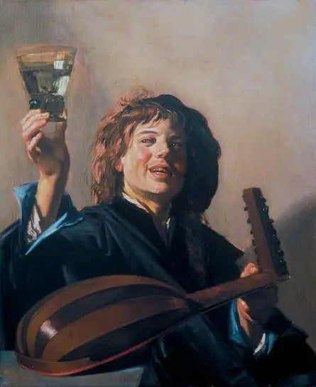 Jeune garçon avec un verre et luth - Frans Hals image 1 reproduction d’œuvre d’art à l’huile