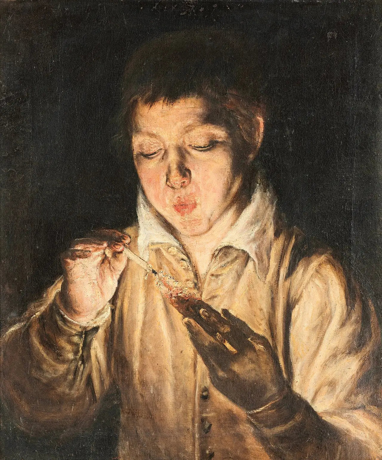 Jeune Garçon soufflant sur un tison - El Greco image 1 reproduction artisanale de tableau