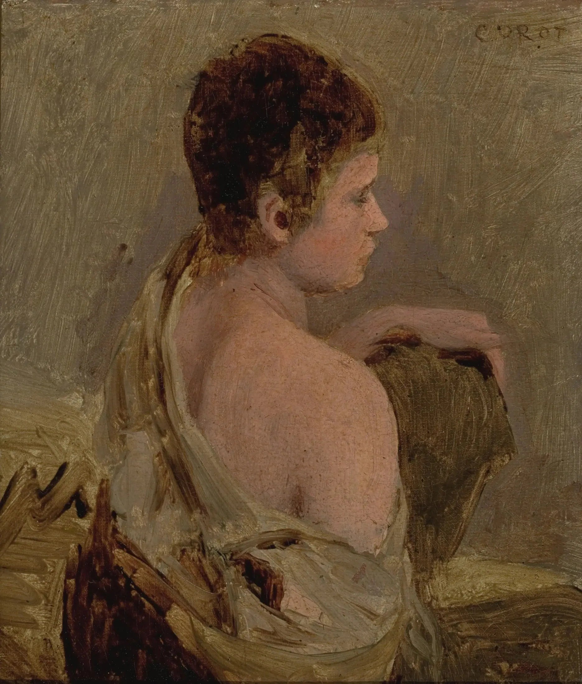 Jeune homme à l'épaule nue - Jean-Baptiste Camille Corot image 1 reproduction réalisée par Alpha Reproduction