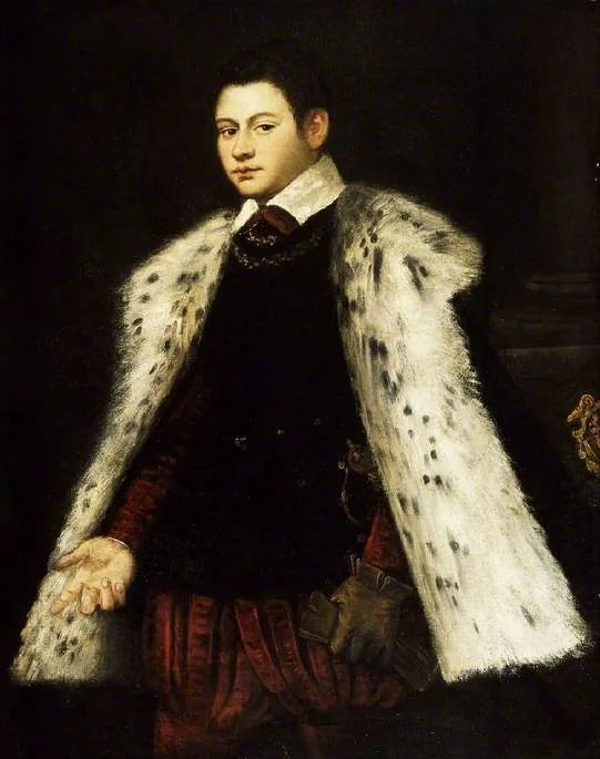 Jeune homme au manteau de fourrure, 1558 - Jacopo Tintoretto image 1 tableau peint à l’huile sur toile