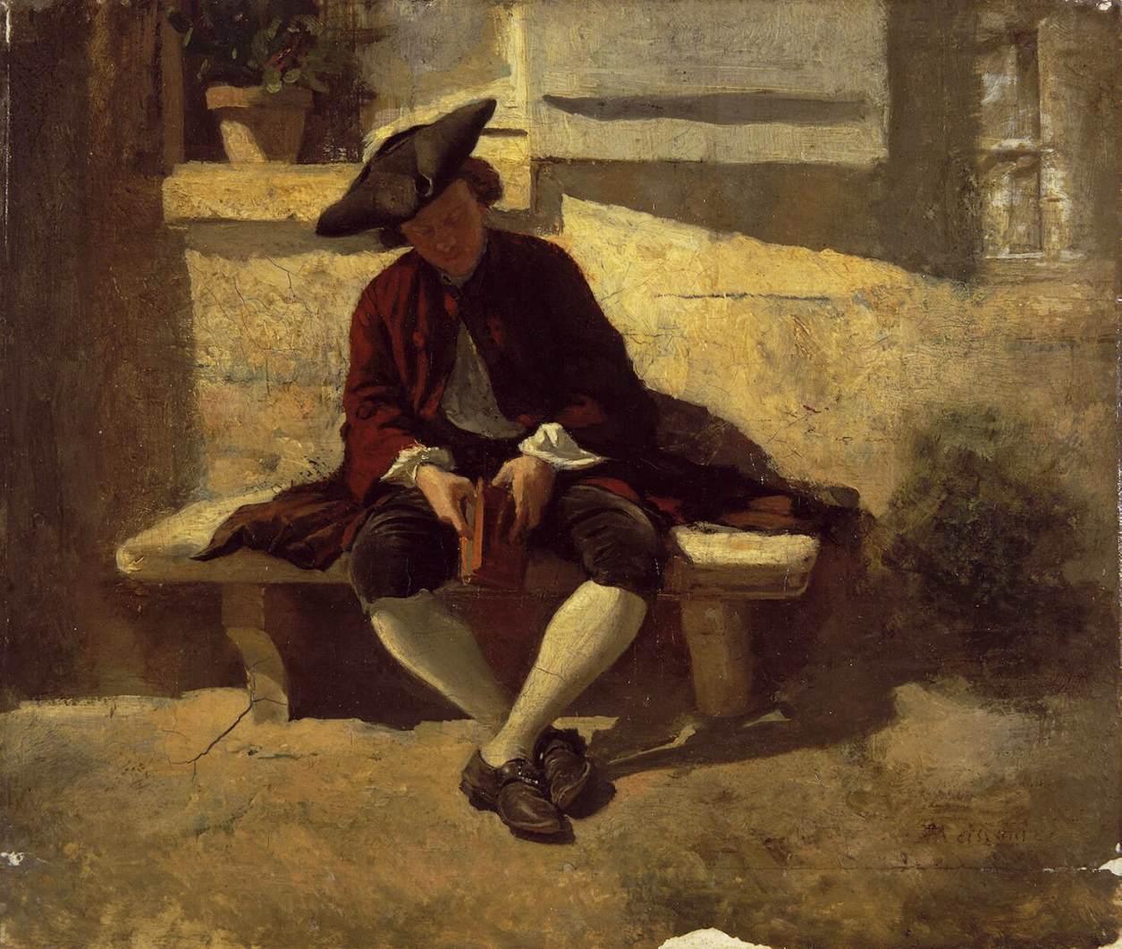 Jeune homme avec un livre - Ernest Meissonier image 1 copie de tableau peinte à la main