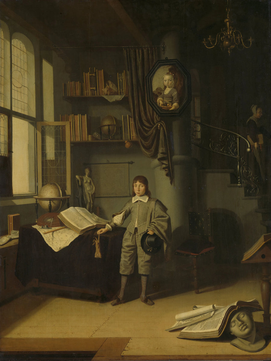 Jeune homme dans une salle d'étude - Adriaen van Gaesbeeck