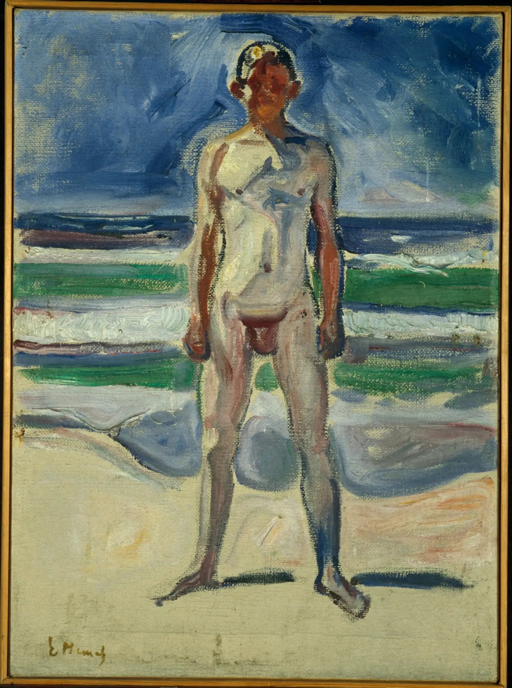 Jeune homme sur la plage - Edvard Munch image 1 reproduction artisanale de tableau