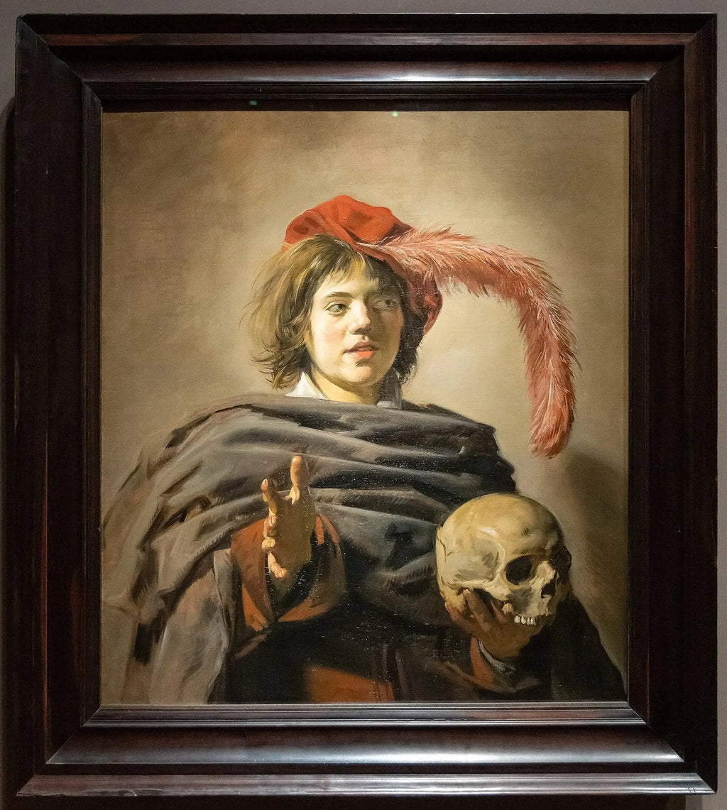 Jeune homme tenant un crâne - Frans Hals image 2 reproduction artisanale de tableau