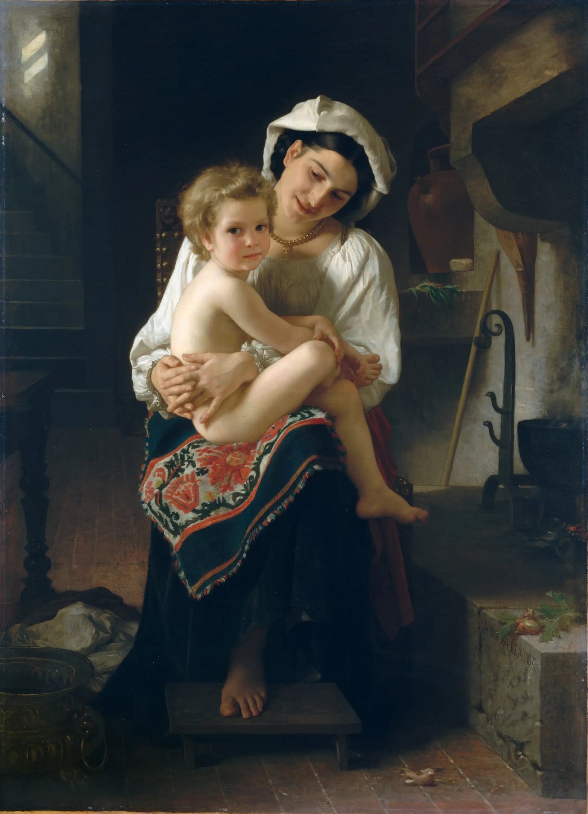Jeune Mère contemplant son enfant - Bouguereau image 1 reproduction de peinture à l’huile