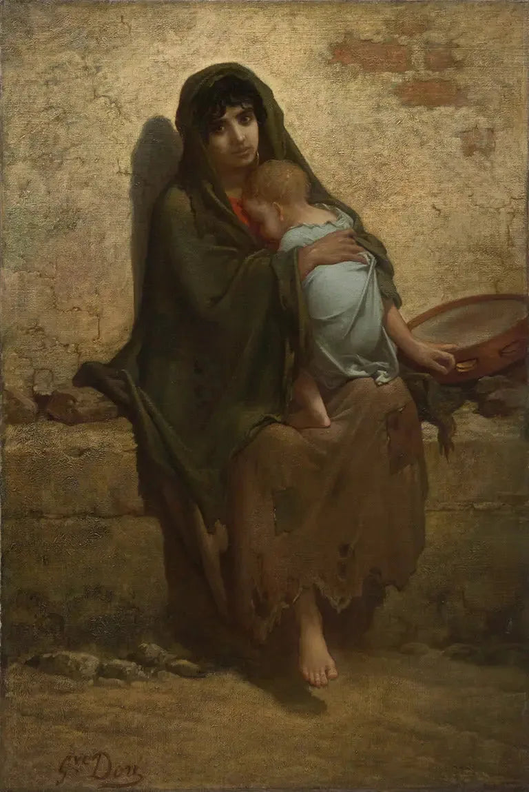 Jeune mère gitane - Gustave Doré image 1 copie de tableau peinte à la main
