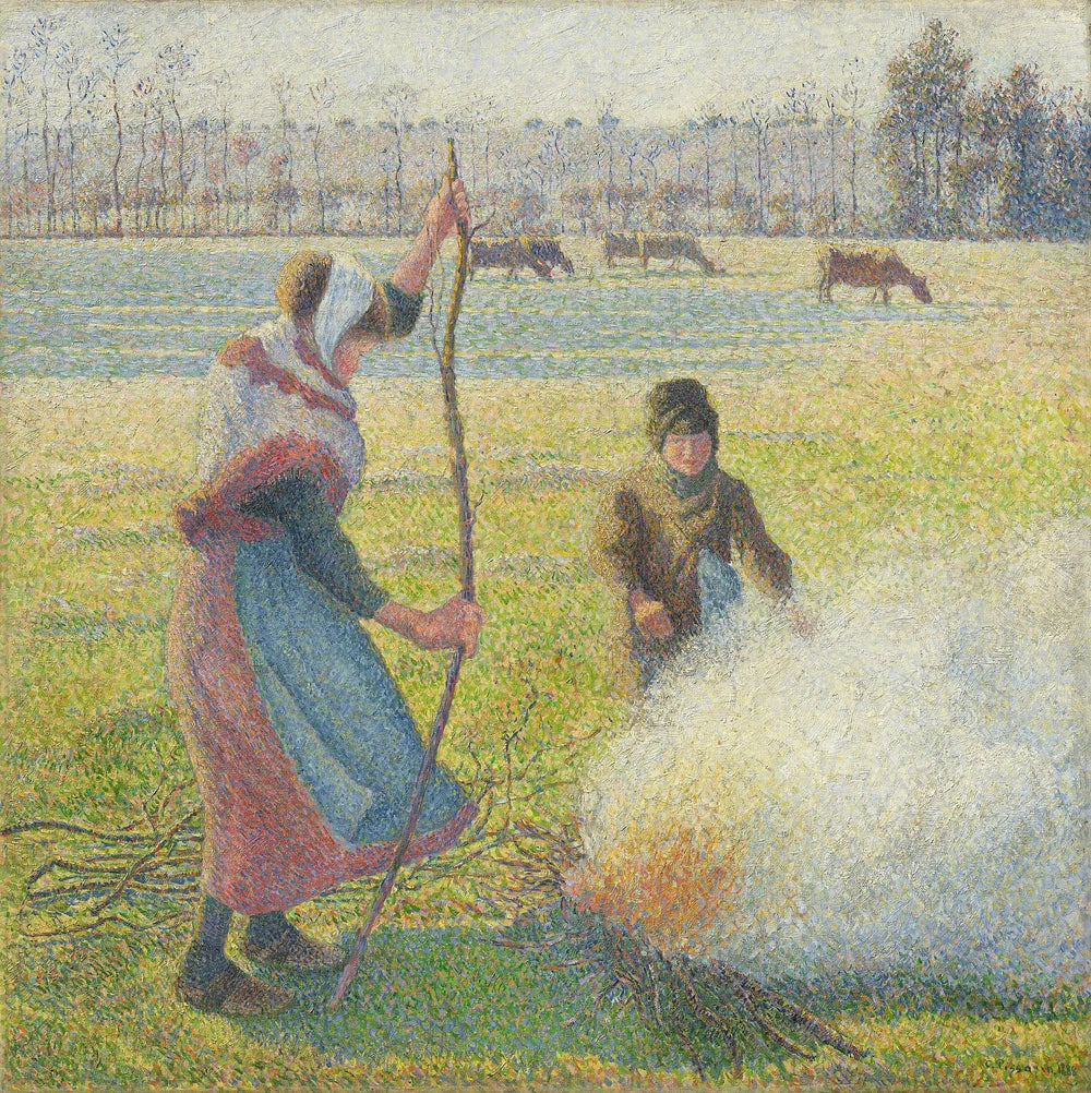 Jeune Paysanne faisant du feu. Gelée blanche - Camille Pissarro image 1 copie de tableau peinte à la main