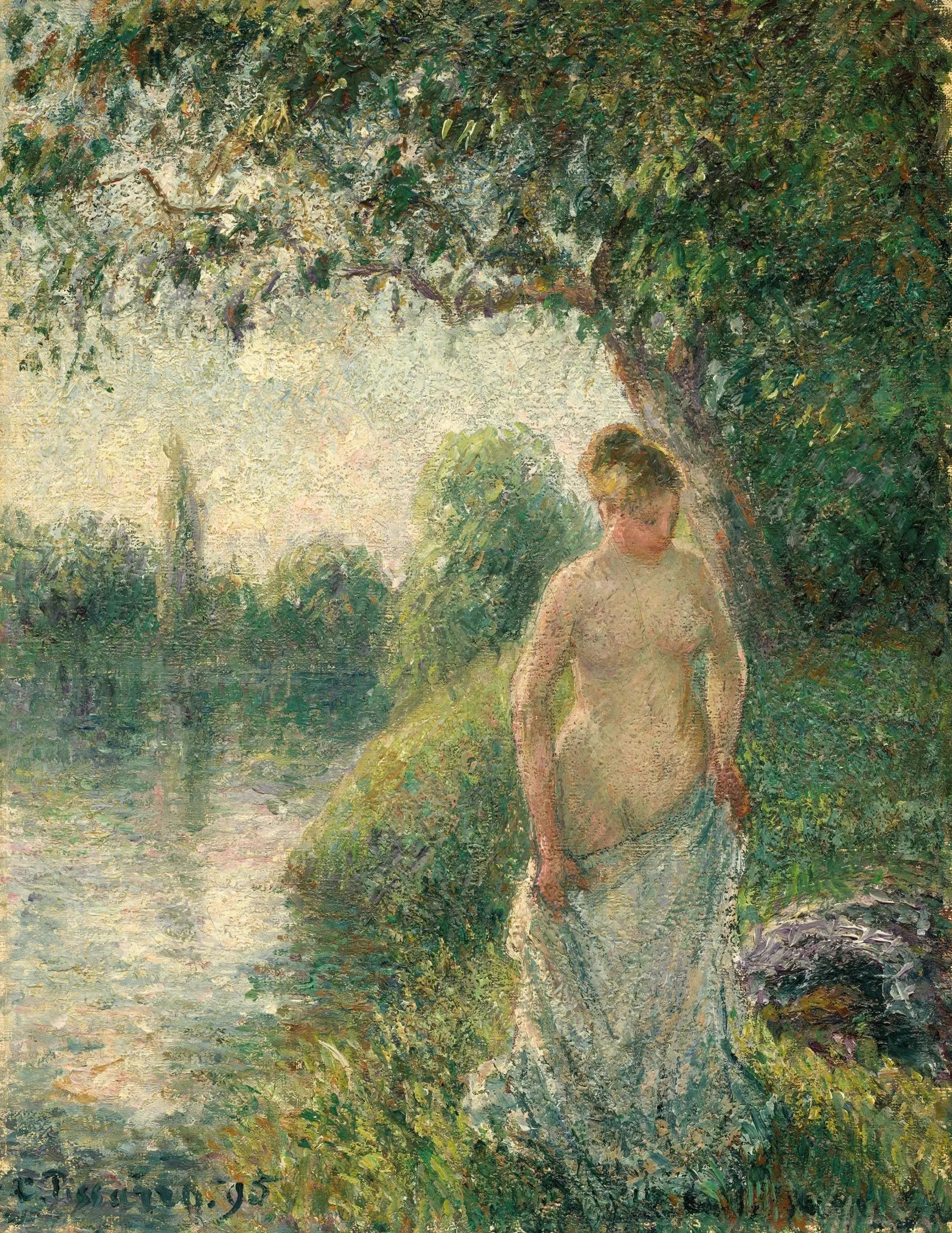 Jeune paysanne nue debout - Camille Pissarro image 1 copie de tableau peinte à la main