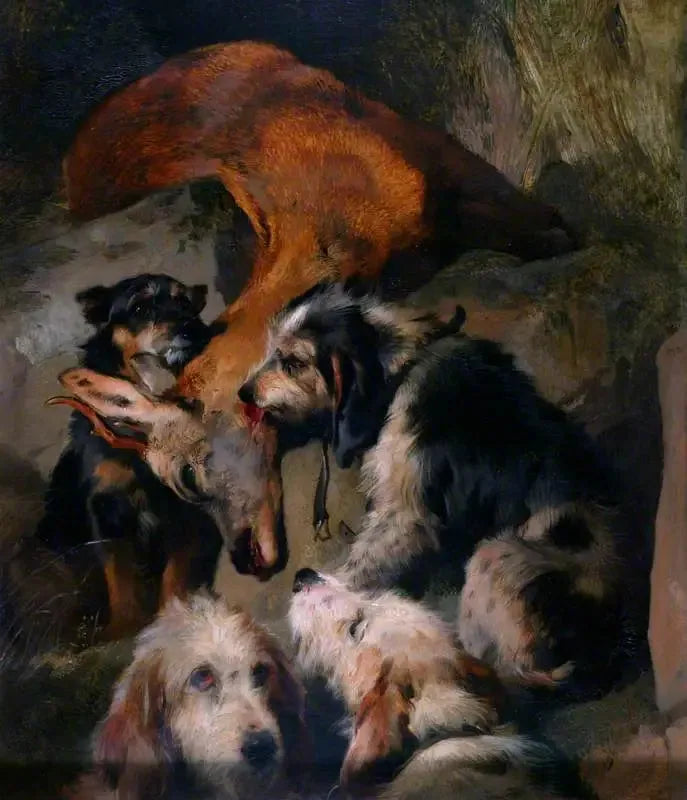 Jeunes chevreuils et chiens courants - Edwin Henry Landseer image 1 copie peinte à la main à l’huile