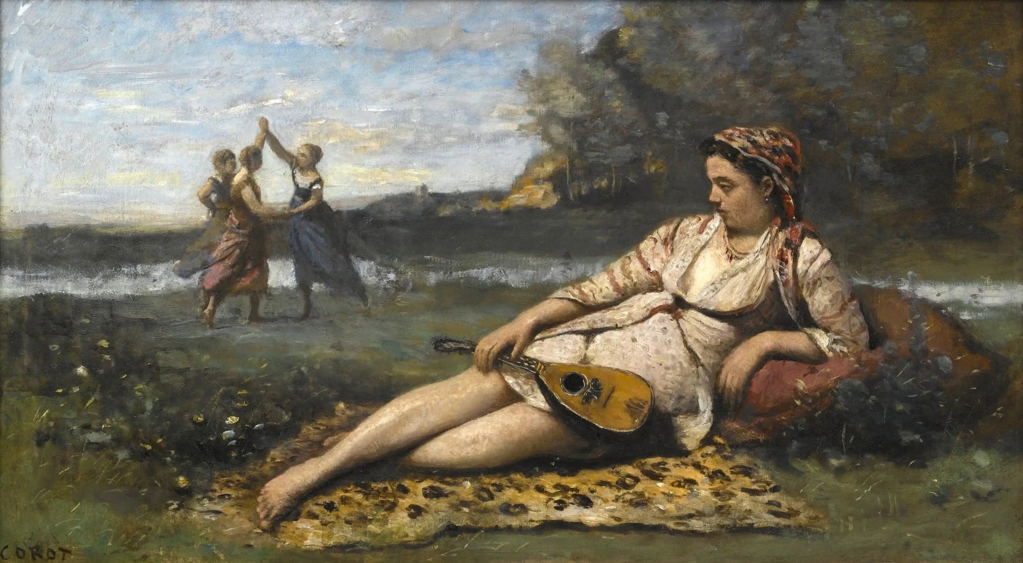 Jeunes filles de Sparte - Jean-Baptiste Camille Corot image 1 tableau peint à l’huile sur toile