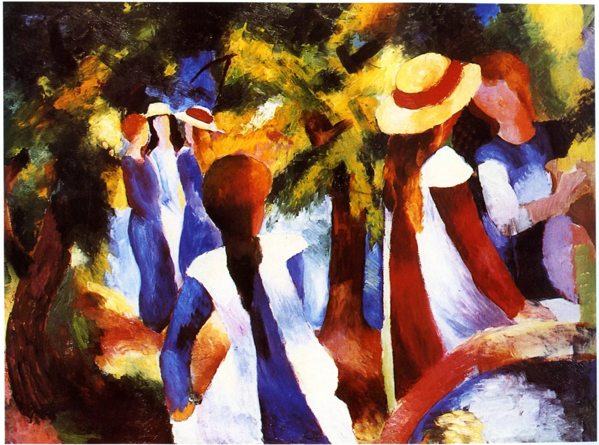 Jeunes Filles sous les arbres - August Macke image 1 copie peinte à la main à l’huile
