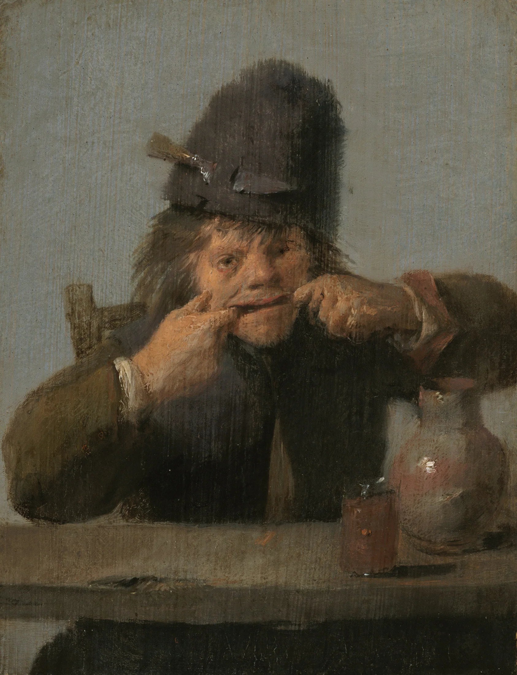 Jeunesse faisant un visage - Adriaen Brouwer image 1 reproduction artisanale de tableau