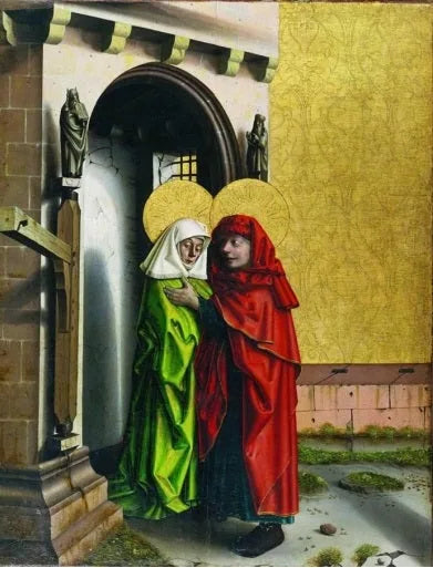 Joachim et Anne à la porte dorée - Konrad Witz image 1 reproduction artisanale de tableau