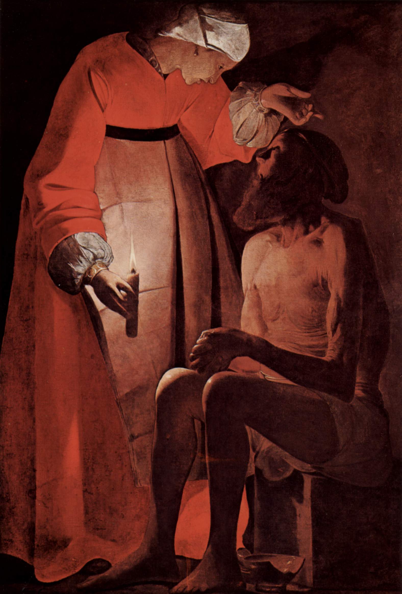 Job raillé par sa femme - Georges de La Tour image 1 copie peinte à la main à l’huile