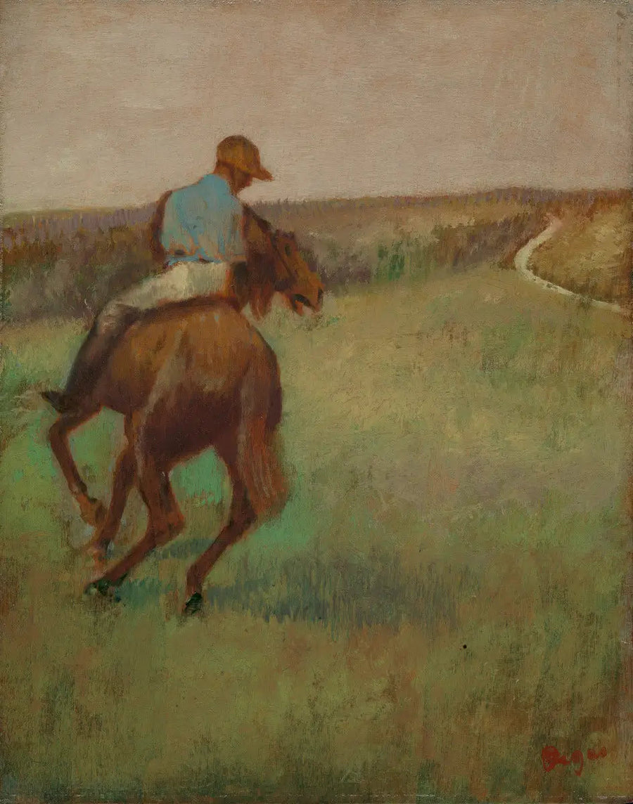 Jockey en bleu sur un cheval alezan - Edgar Degas