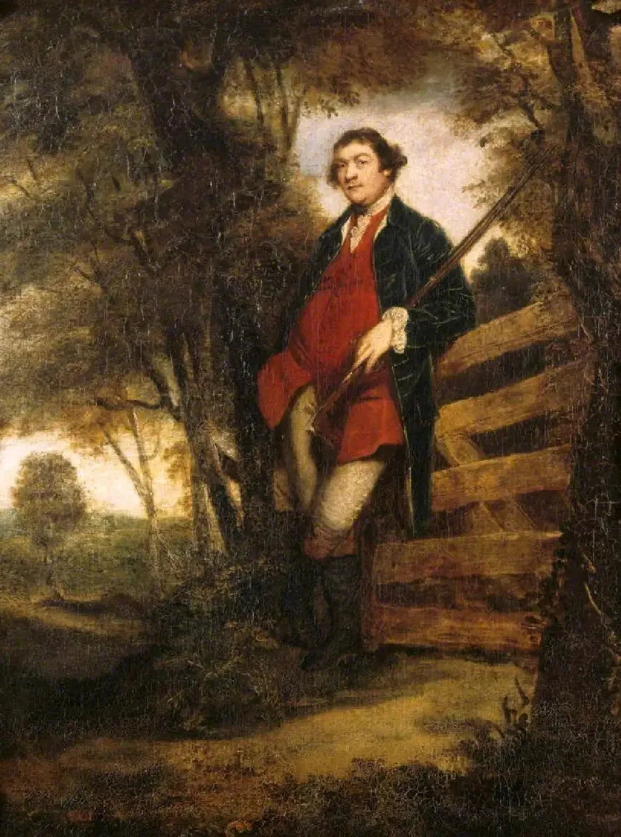 John Parker, 1er baron Boringdon (1734/5-1788), avec son fusil, appuyé sur une porte - Joshua Reynolds image 1 reproduction réalisée par Alpha Reproduction