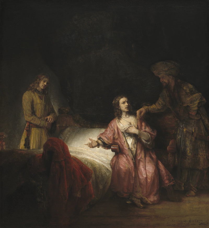 Joseph accusé par la femme de Potiphar – atelier de Rembrandt