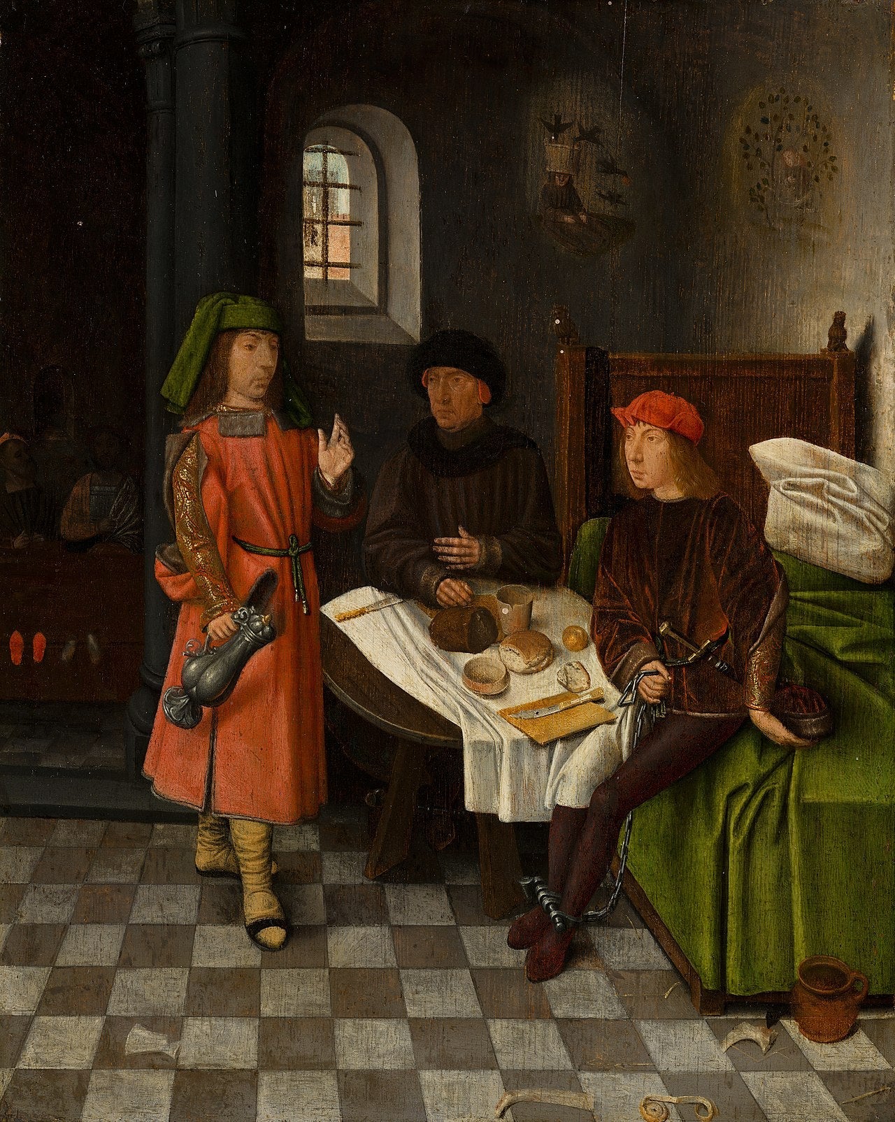 Joseph interprète les rêves du boulanger et un donateur - Jan Mostaert image 1 reproduction d’œuvre d’art à l’huile